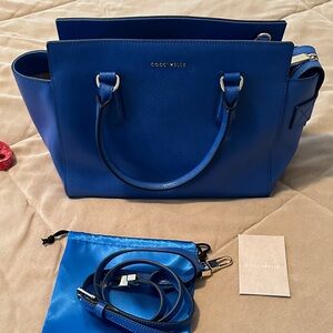 Coccinelle Royal Blue Leather Tote with Detachable Strap